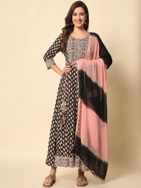 Traditional Function Wear Heavy Rayon Readymade Suit, Chiffon - Multi-1.webp